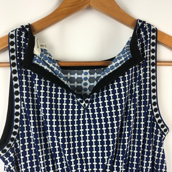 Max Studio Black & Blue Print High Neck Midi Dress - Size XS - Picture 9 of 9